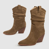 Thick Heel Brown High Heels Women's Ankle Boots